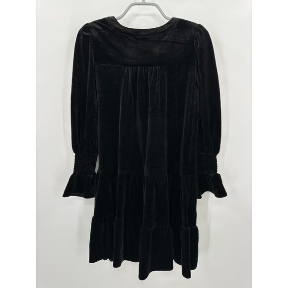 Pomander Place by Tuckernuck Black Velvet Kenzo Dress sz XL Tiered Mini Swing - Picture 5 of 6